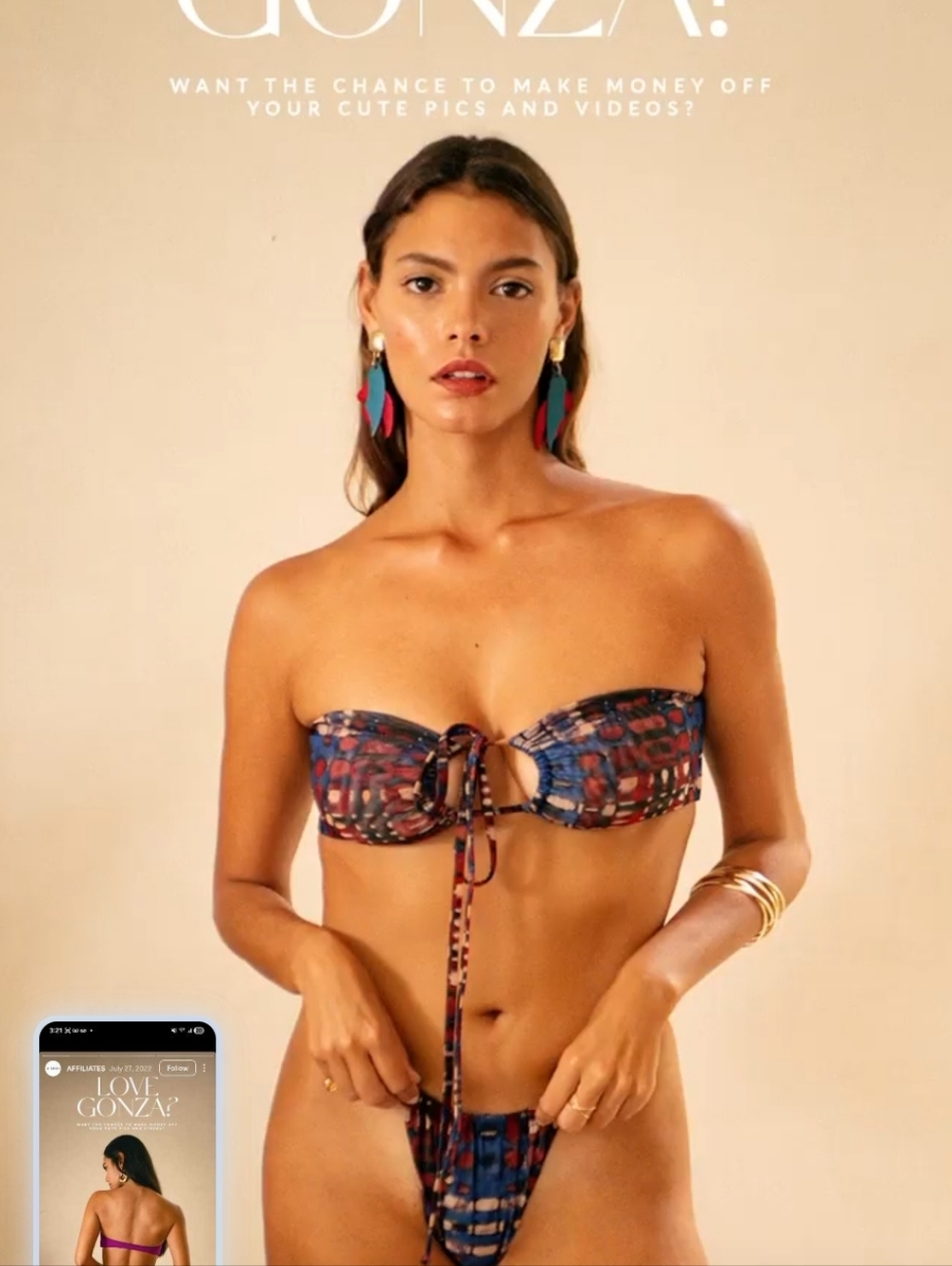 Gonza Virginia SET: Multi Color Art Print Bra + Bottom Bikini Set M